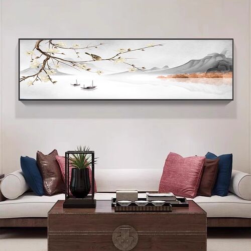 新中式卧室装饰画主卧床头挂画客厅沙发背景山水画禅意茶室水墨画