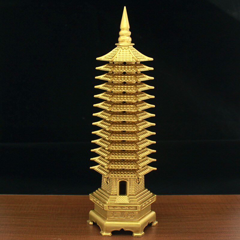 文昌塔13层十三层纯铜文峰塔宝塔摆件7层七层书房书柜摆设工艺品