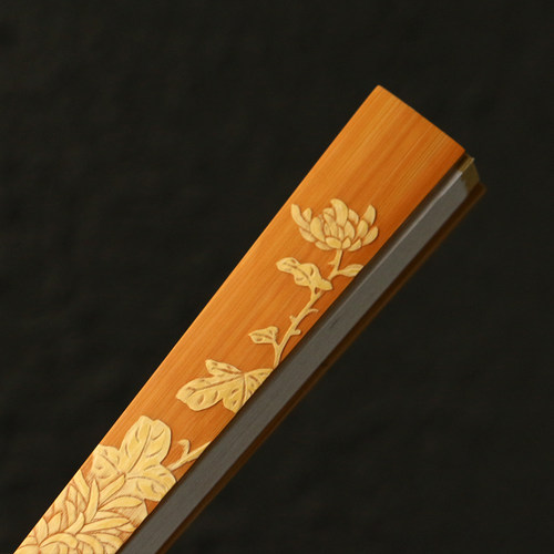 精品浙工名家戚有良纯手工留青雕刻老玉竹文玩竹折扇竹雕扇子扇骨