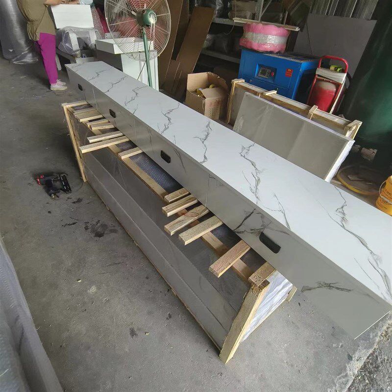 理发店专用镜台大理石台面实木台面带抽屉染烫区一体柜子壁挂台面