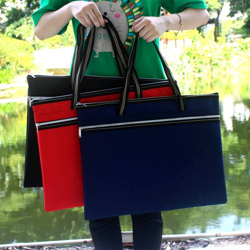 A3大号帆布手提包 大容量防水文件袋 加厚资料袋拉链袋学生美术袋