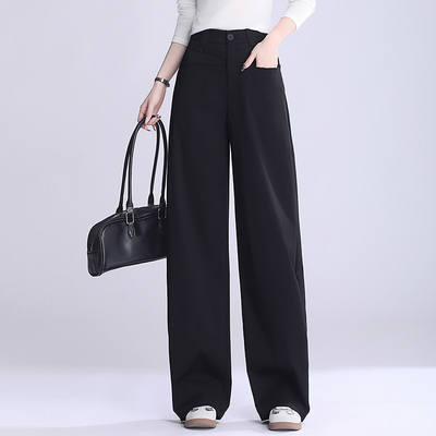 气质通勤简约高腰阔腿西装裤直筒日常百搭显瘦长裤