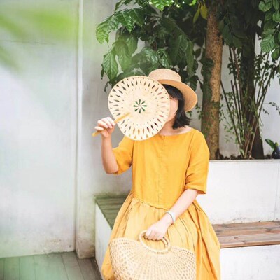 定制扇子夏季竹编扇老式蒲扇儿童古代网红小清新蹦迪漂亮折扇便携