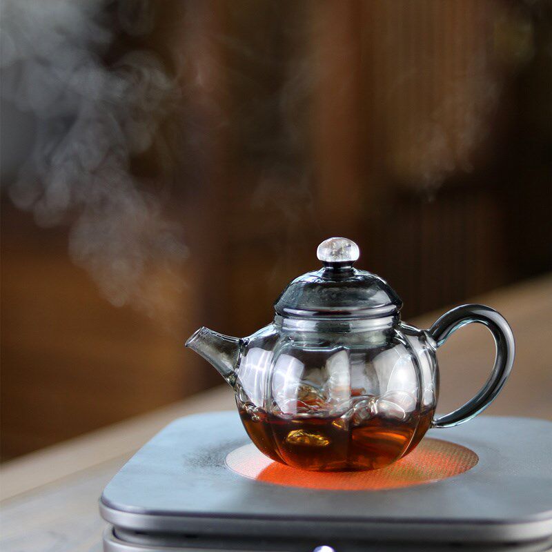 高档小号星空泡茶壶高颜值南瓜花茶壶耐热玻璃小泡壶两人用功夫壶
