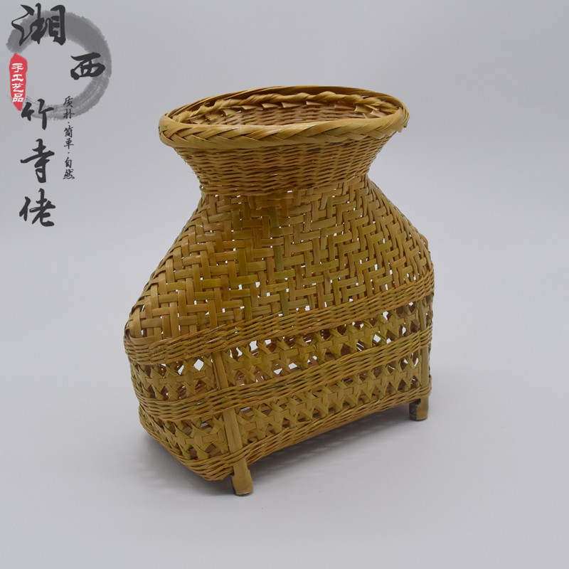 手工竹编镂空鱼篓精致竹篓子背篓工艺品采摘竹篮装饰舞蹈道具包邮