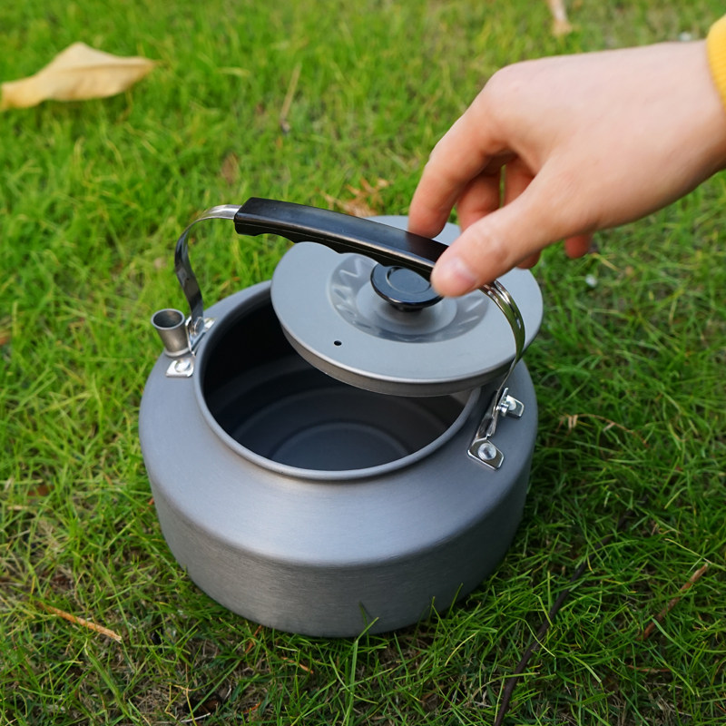 户外1.6L烧水壶野营烧烤套锅便携登山茶壶咖啡壶旅行茶具野餐吊锅