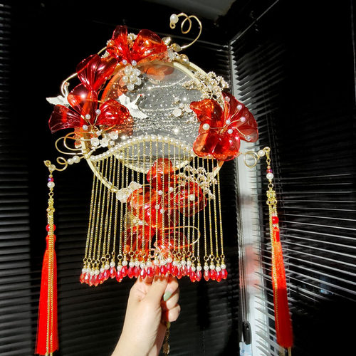 珍扇记 花开并蒂 新娘高级团扇结婚中式秀禾手捧出门扇diy手捧花