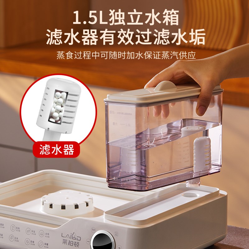 莱柏顿电蒸锅炖蒸煮一体小型电蒸箱蒸笼家用三层多功能多层早餐机