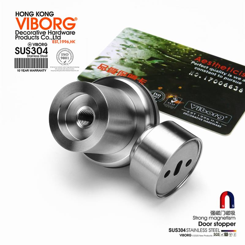 VIBORG域堡重型实木门吸 强磁门吸304不锈钢制 地装门碰圈磁力