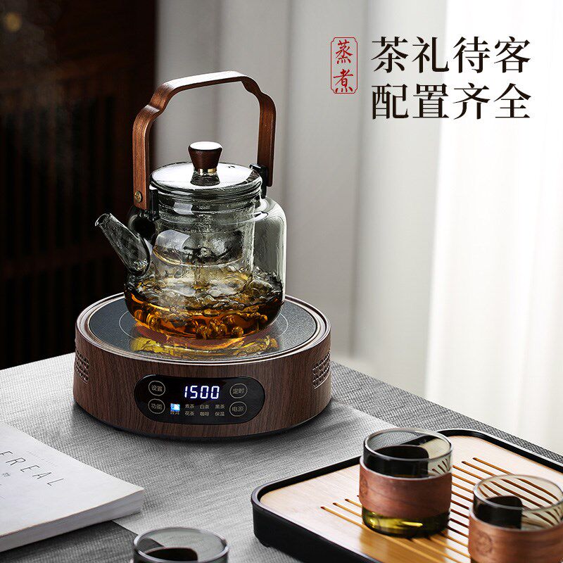 加厚蒸煮一体煮茶器茶具套装泡茶器玻璃煮茶壶电陶炉整套烧水家用