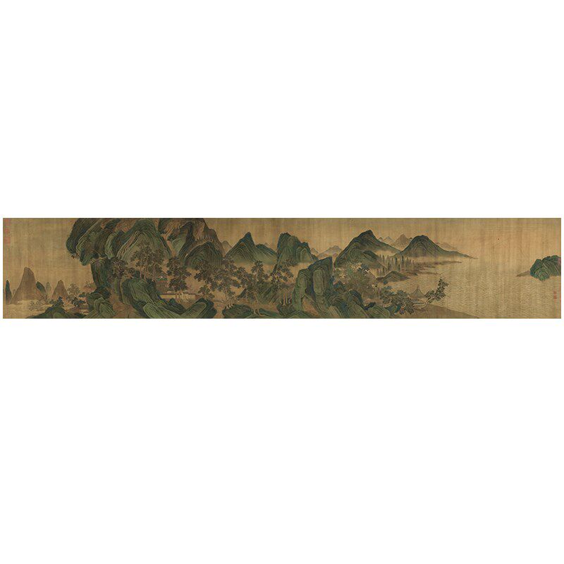 南宋刘松年天宝九如图绢布临摹画稿底稿微喷打印宋代仿古山水画心