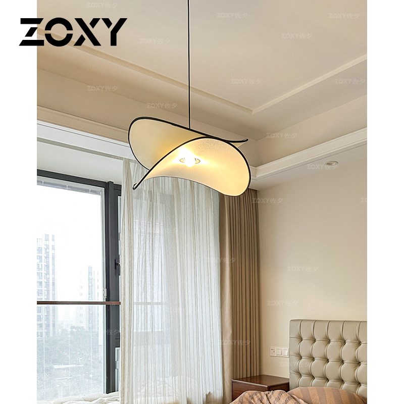 zoxy中古侘寂风卧室薯片荷叶吊灯南洋复古餐厅书房布艺灯法式客厅