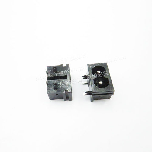 AC019 双孔 电源座 双口 AC-019 8字型 电源插座 弯脚 卧式