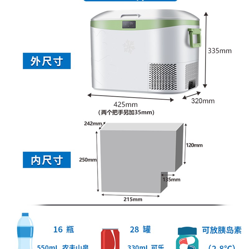 冰记车载冰箱18升车家两用压缩机设计 12V小型户外冷藏箱42升大容