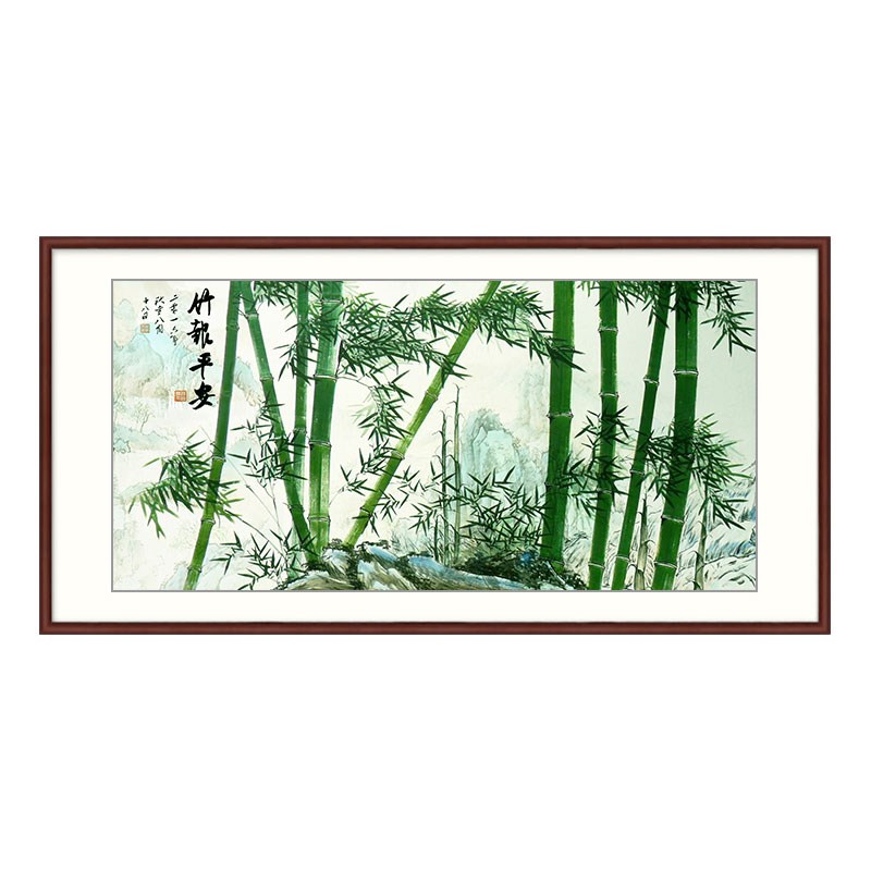 竹报平安客厅装饰画新中式背景墙水墨竹子挂画山水禅意中国风壁画
