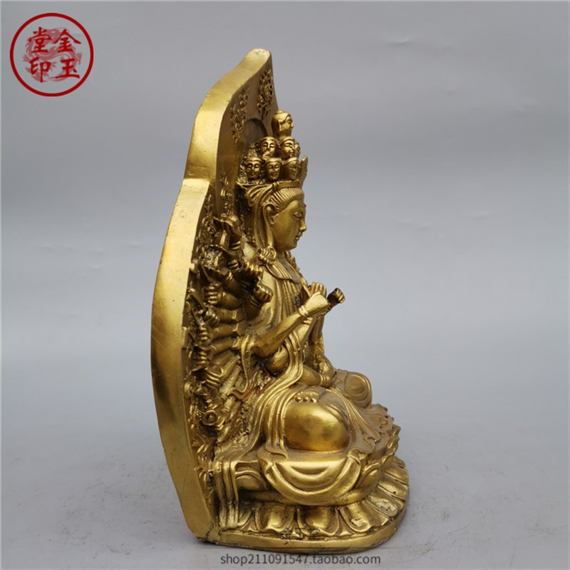 纯铜千手观音佛像摆件观音菩萨家用供奉神像镇宅装饰保平安本命佛