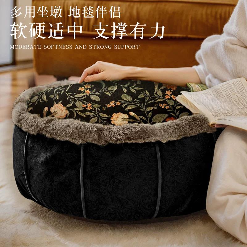 坐墩新中式坐垫国风圆凳家用沙发凳子门口换鞋凳卧室墩子地上矮凳