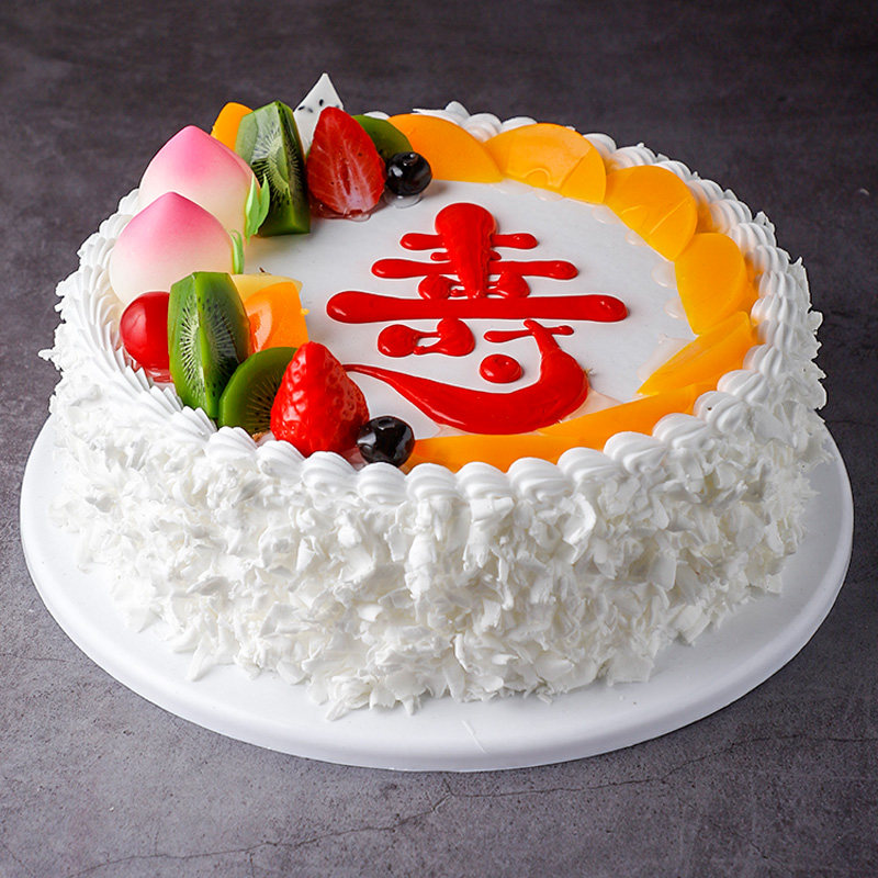 祝寿老人寿桃水果蛋糕模型仿真2020新款 生日假蛋糕样品