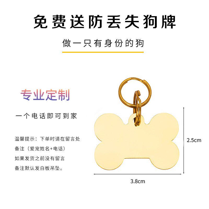 结实耐用遛狗链子不锈钢土豪金狗项圈防爆冲P链中大型犬脖圈脖套
