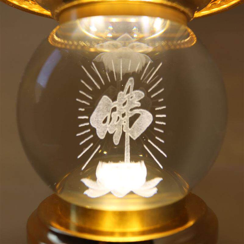 LED莲花灯供佛灯水晶合金财神长明灯佛前家用品佛堂蜡烛插电一对
