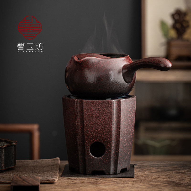 罐罐茶侧把壶带过滤围炉煮茶器复古煮茶壶煮奶茶陶壶烤茶炭炉茶炉