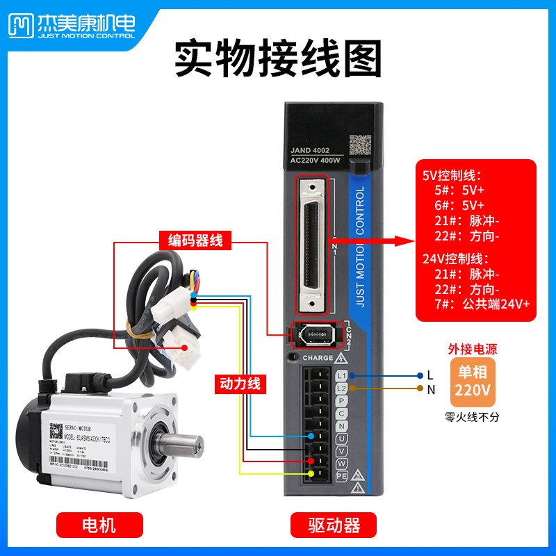 杰美康高压交流伺服电机驱动器套装400W/600W/750W/1000W绝对值