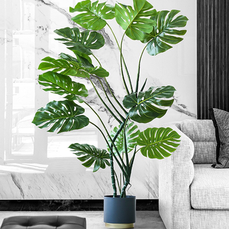 北欧仿真龟背竹叶绿植盆栽家居客厅仿生植物摆件落地装饰假树盆景