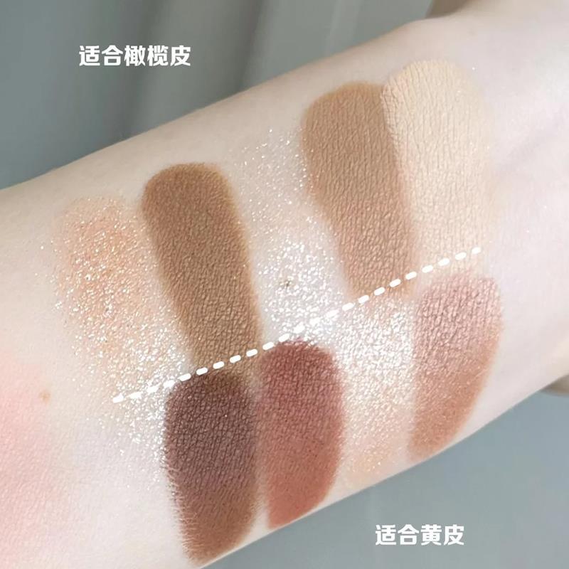清冷感茶棕眼妆!九色眼影盘大地色低饱和烟熏爆闪日常淡妆肿眼泡