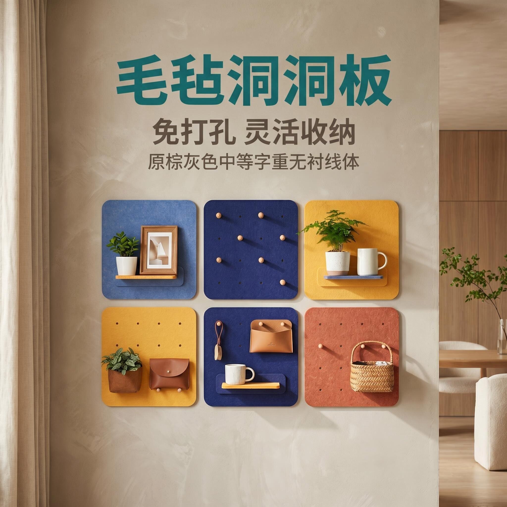 毛毡洞洞板免打孔墙面收纳墙贴