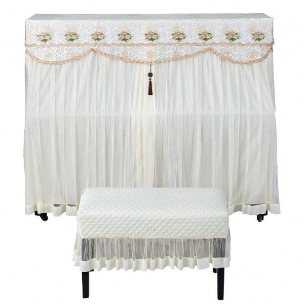 蕾丝简约韩式加厚钢琴罩欧式钢琴全罩布艺中开钢琴套防尘罩凳罩