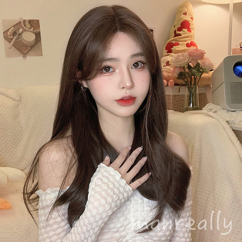漫真假发女长发长卷发蕾丝手钩自然日常无痕网红中分假发全头套女