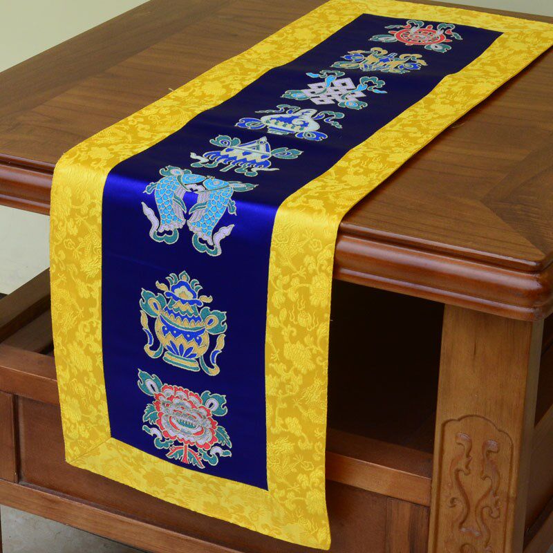 藏式桌旗织八吉祥红黄蓝长条茶几电视柜佛桌旗居家客栈装饰小桌旗