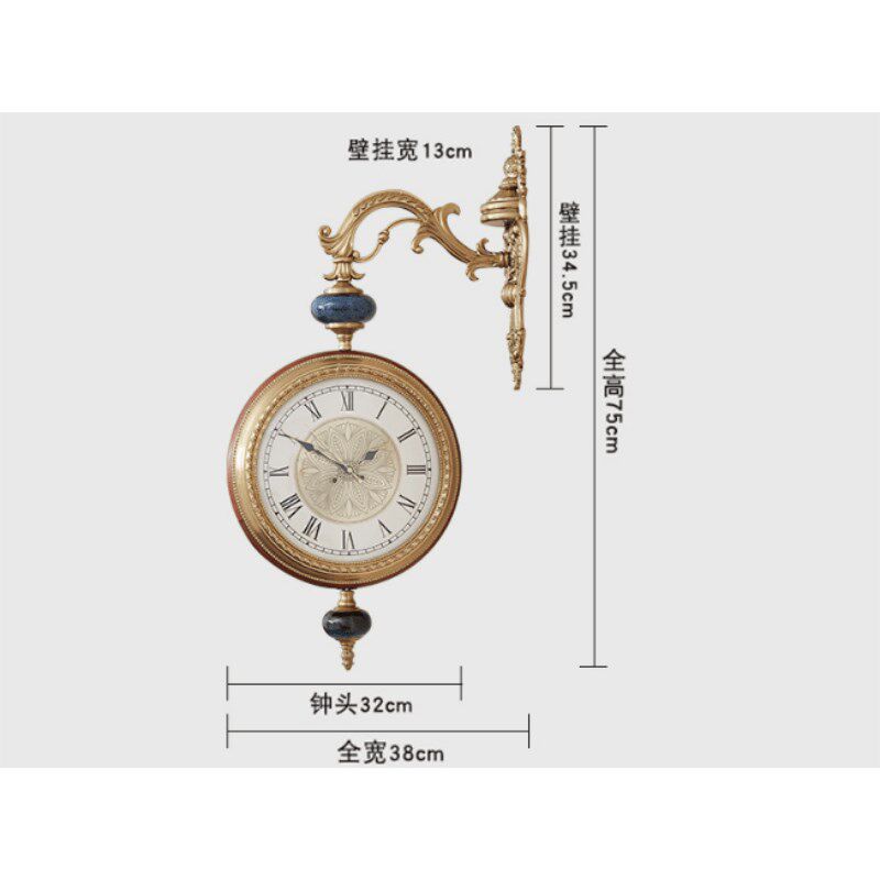 钟表客厅静音双面挂钟个性创意时尚两面钟新中式挂表静音时钟挂墙