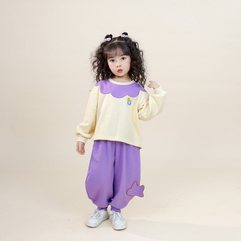 女童花朵领卫衣两件套春季2025新款儿童休闲洋气女宝宝春童装潮