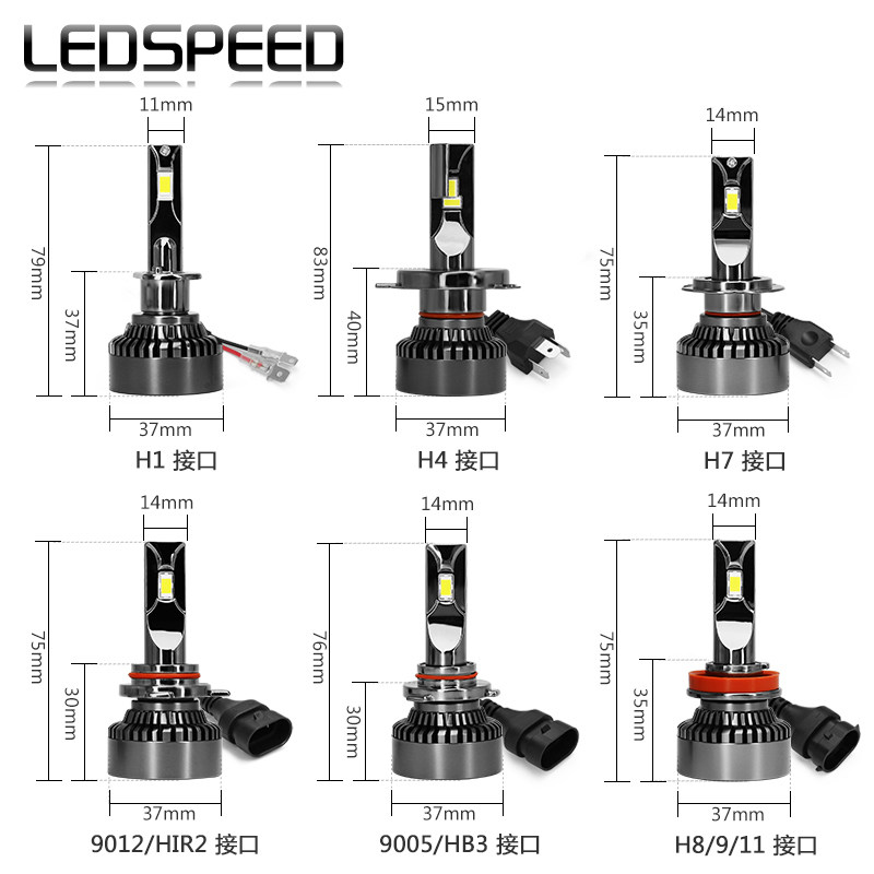 适用汽车前大灯LED大灯远近光灯泡改装H7H11H99005超高亮头灯9012
