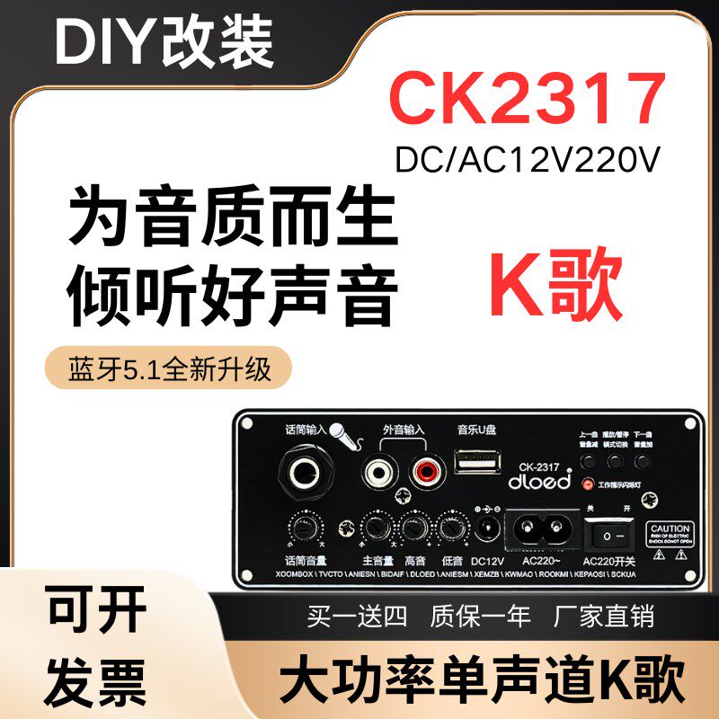 6-10寸内置蓝牙大功率功放板车载低音拍主板音响箱插卡线路板配件