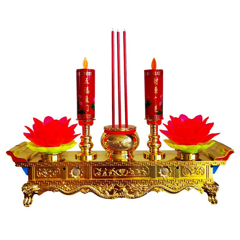 LED插电蜡烛灯电子香烛 观音财神台灯家用供佛灯长明灯香炉莲花灯