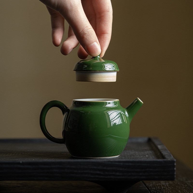 祖母绿茶壶复古个人过滤小茶壶家用陶瓷功夫茶具泡茶壶