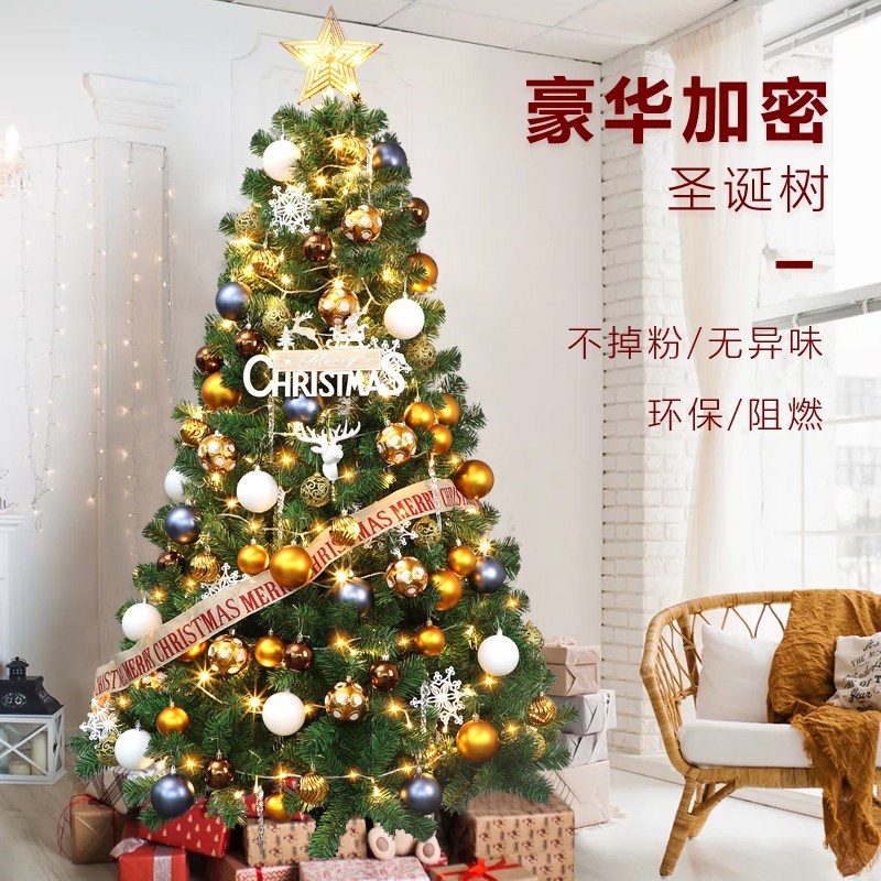 2023新款圣诞树家用套餐装饰大1.8米发光树圣诞节diy加密摆件装饰
