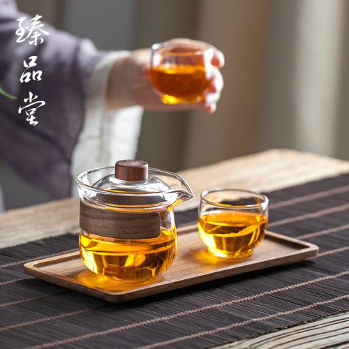 臻品堂 玻璃盖碗防烫泡茶杯三才茶碗家用带过滤手抓壶功夫茶具