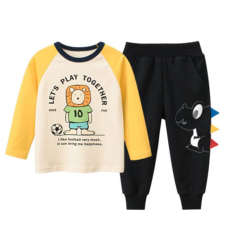 男童长袖套装2024春秋季新款儿童宝宝纯棉薄款休闲T恤长裤两件套