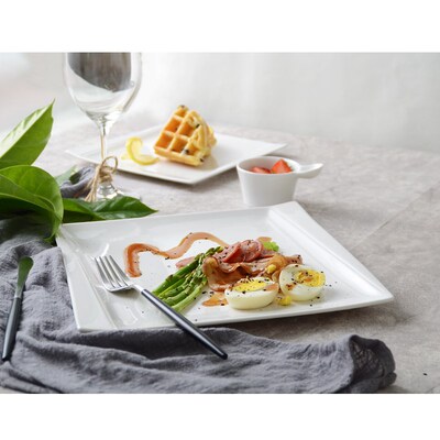 纯白酒店餐盘西餐牛排盘欧式四方盘意粉盘正方陶瓷盘子饭盘菜盘子