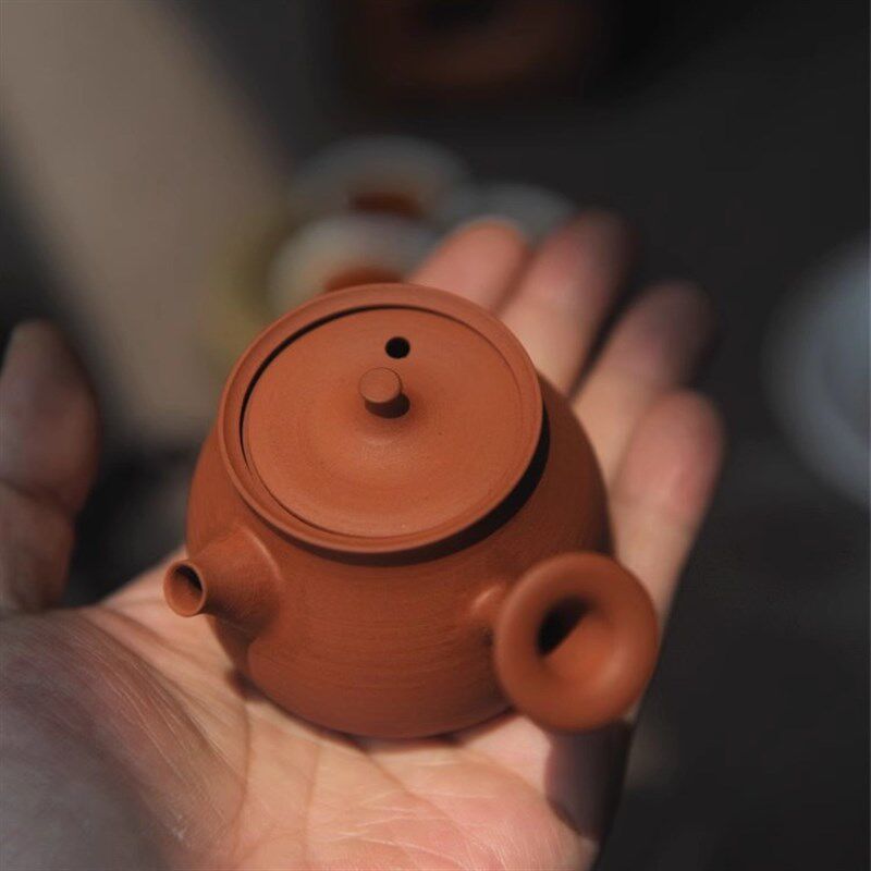 潮人茶事 急须茶壶侧把原矿潮州朱泥小容量纯手工功夫泡茶壶小品