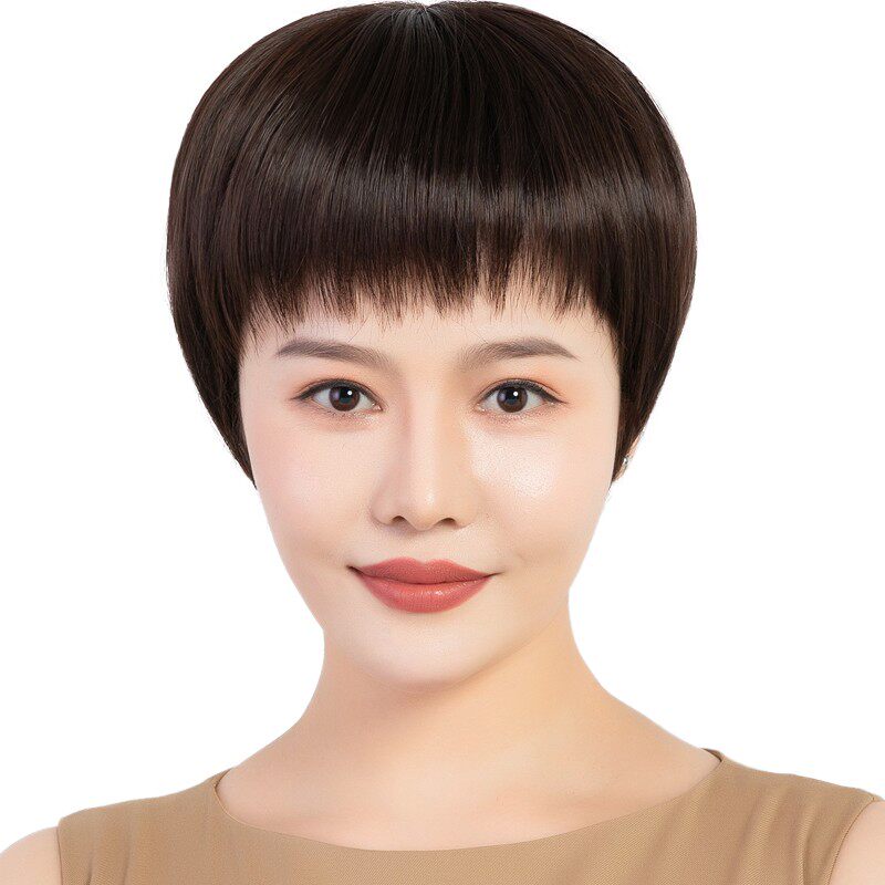 中老年女士全头套假发女短发真发全真人发丝自然逼真假发套送妈妈