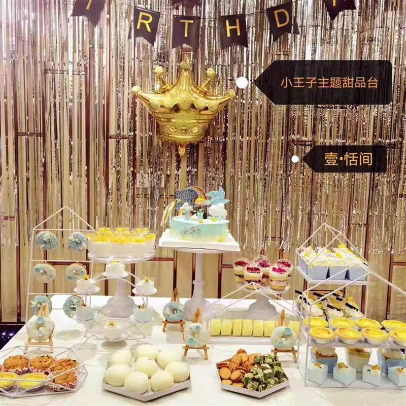 欧式白色甜点展示架宫廷风格甜品台摆设 金属质感下午茶点心架