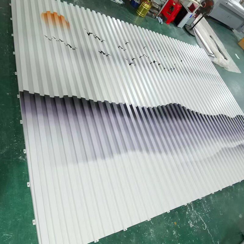 铝单板UV彩绘山水画渐变色内外墙门头背景幕墙装饰3D打印图案定制