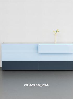 GLAS MIGISA现代极简风玻璃六斗柜蓝色拼接储物柜客厅电视柜矮柜