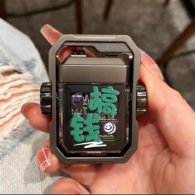 创意个性旋转陀螺双电弧火机防风usb充电炫酷档送男友颜值
