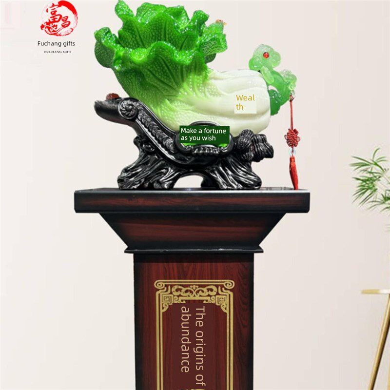 大号落地玉白菜百财如意摆件工厂办公室公司饭店店铺乔迁开业礼品