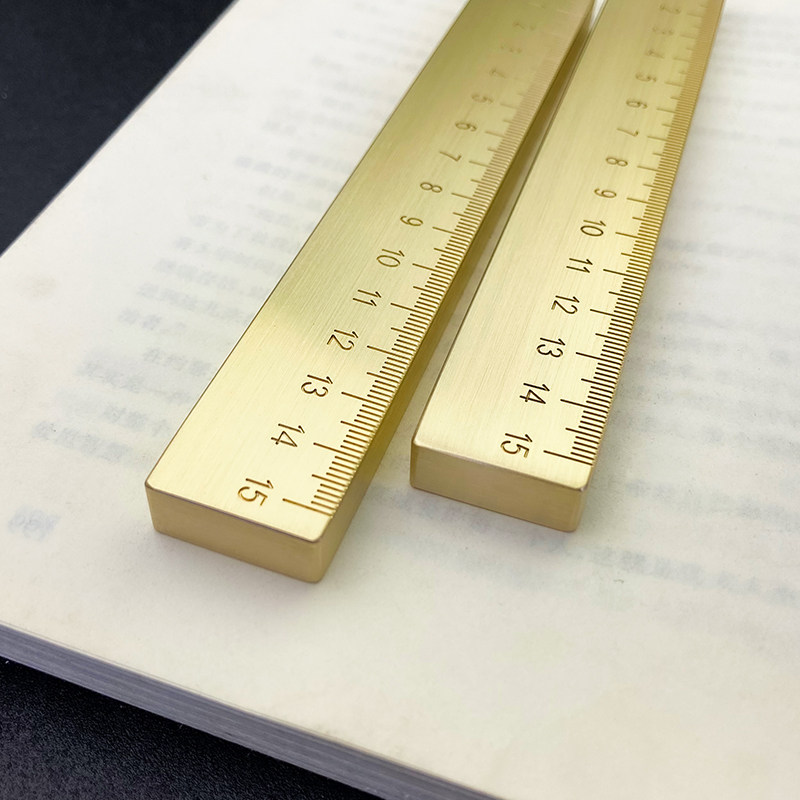 黄铜镇纸刻度实心金属压书毛笔练字压宣纸镇尺创意文房四宝摆件